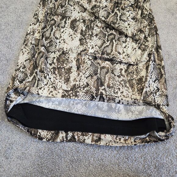 Cache Women’s Faux Wrap Bodycon Dress L/S Animal Print Gold Hardware Size Large - Picture 7 of 13
